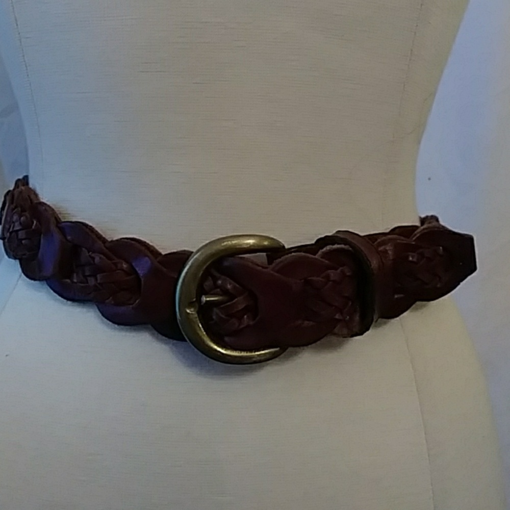 Aimee Lynn leather chain/woven belt w brass buckle